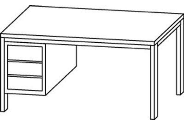 Kancelářský stůl s kontejnerem 3 Basic, 160 x 80 x 76 cm, rovné provedení