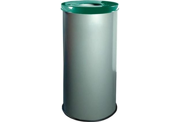 Kovové odpadkové koše EKO na tříděný odpad, objem 45 l, zelený
