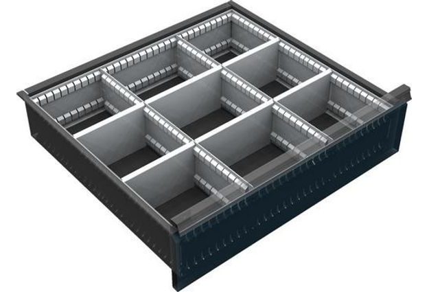 Děliče pro skříň 70 x 72 cm, pro zásuvky 15 až 24 cm, 9 přihrádek