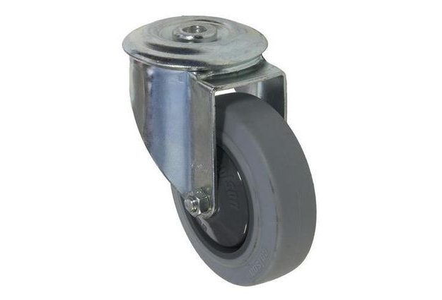 Gumové přístrojové kolo se středovým otvorem, průměr 100 mm, otočné, valivé ložisko