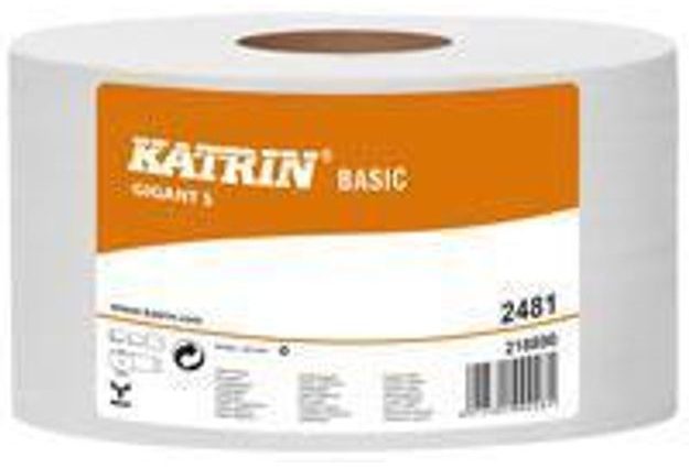 Toaletní papír Katrin Basic Gigant S 1vrstvý, 18 cm, 160 m, 68% bílá, 12 rolí