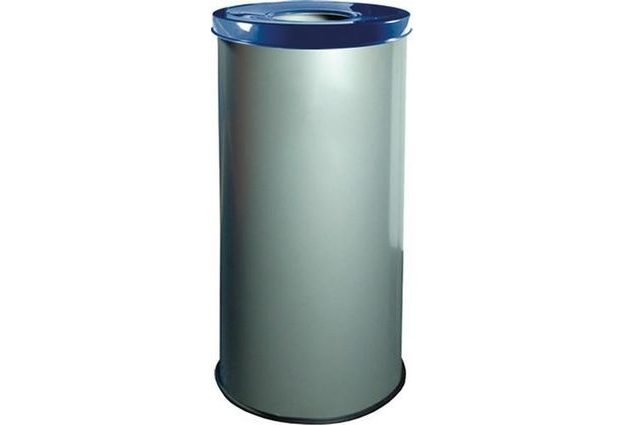 Kovové odpadkové koše EKO na tříděný odpad, objem 45 l, modrý