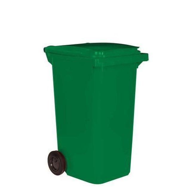 Plastová venkovní popelnice na tříděný odpad, objem 240 l, zelená