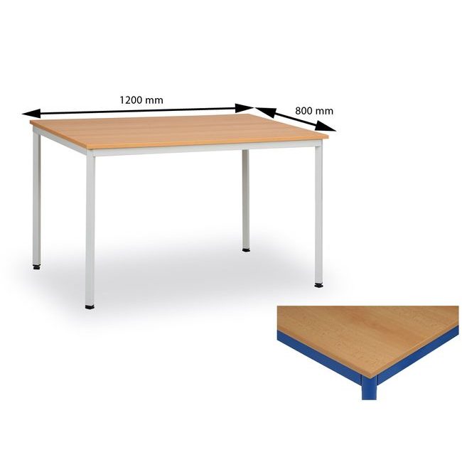 Jídelní stůl 120x80 cm, modrý/buk