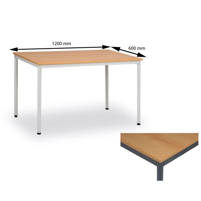 Jídelní stůl 120x60 cm, tmavě šedý/buk