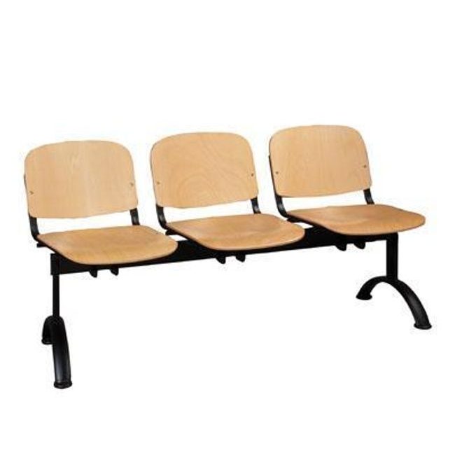 Dřevěná lavice ISO, třímístná, černá/buk