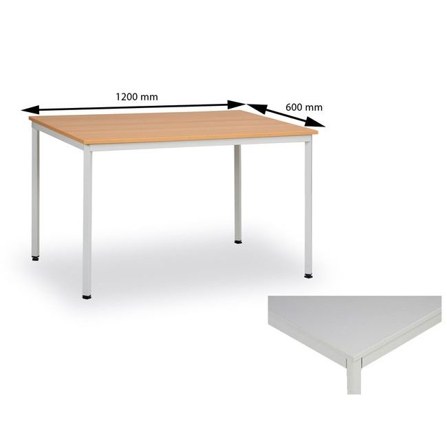 Jídelní stůl 120x60 cm, světle šedý/šedý