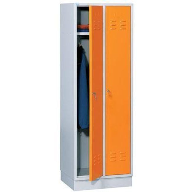 Svařovaná šatní skříň Daniel, 2 oddíly, šedá/oranžová