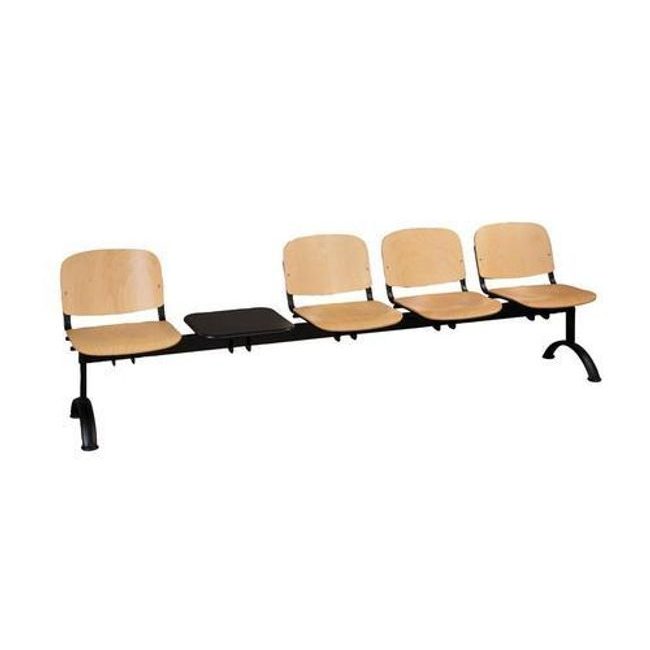 Dřevěná lavice ISO, čtyřmístná se stolkem, černá/buk