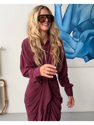 Burgundy Button Down Dress BeChick ❤