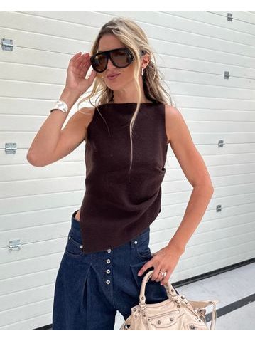 Mocha Asymetrický Knit Top Tayler BeChick ❤