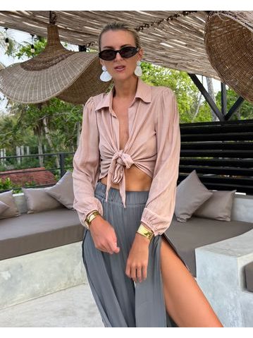 Pudrový top Knotty Tie BeChick ❤
