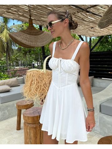 Korzetové šaty White Tie Up BeChick ❤