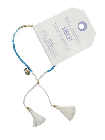 MAKE A WISH series: Blue Gold Seed Bead Tassel Bracelet