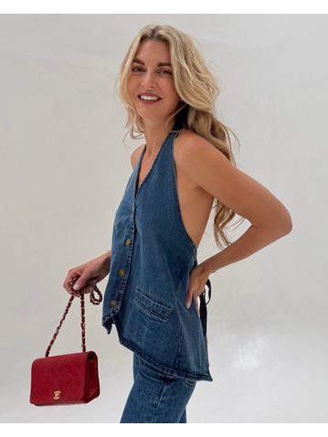 Denim Button-Up Top BeChick ❤