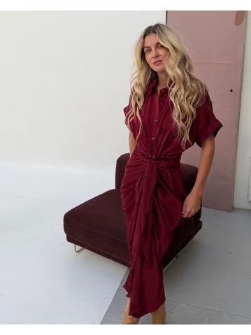 Vínové šaty Button Down BeChick ❤