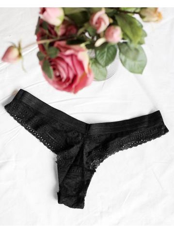 Černé kalhotky Floral Lace Thong BeChick ❤