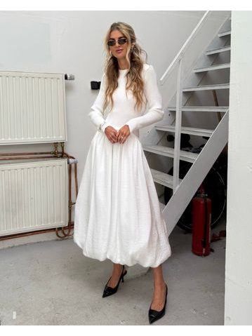 Bílé maxi šaty Winter Poplin BeChick ❤