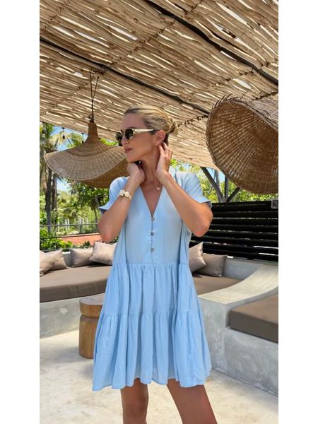 Baby Blue šaty Button Up BeChick ❤