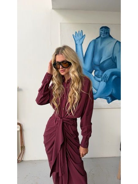 Burgundy Button Down Dress BeChick ❤
