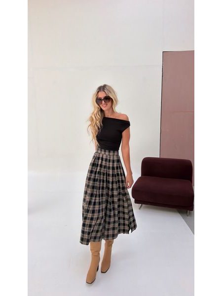 Checked Skirt Cotton Brown BeChick ❤