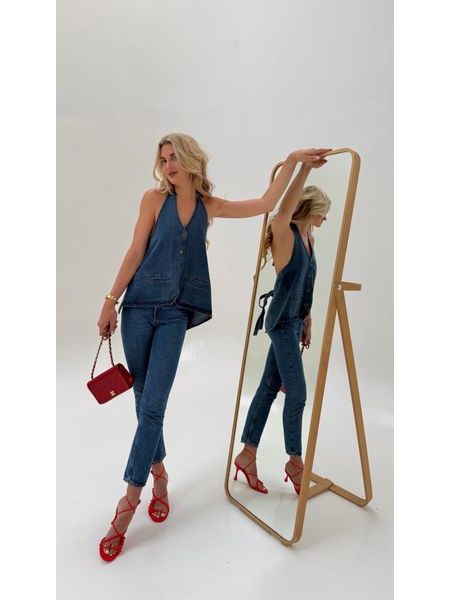 Denim Button-Up Top BeChick ❤