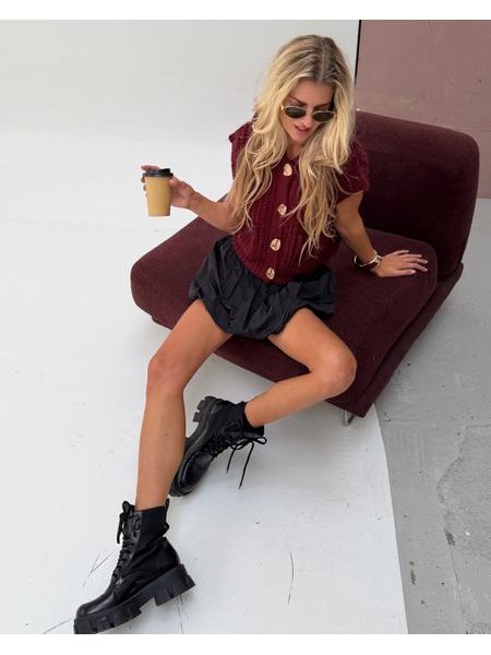 Burgundy Golden Button Waistcoat BeChick ❤
