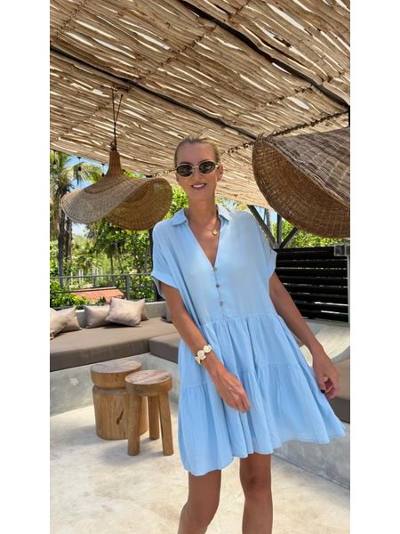 Baby Blue šaty Button Up BeChick ❤