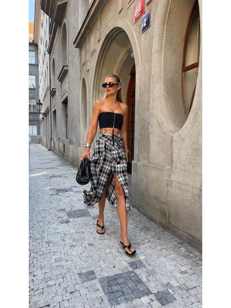 Kostkovaná sukně Button Down BeChick ❤
