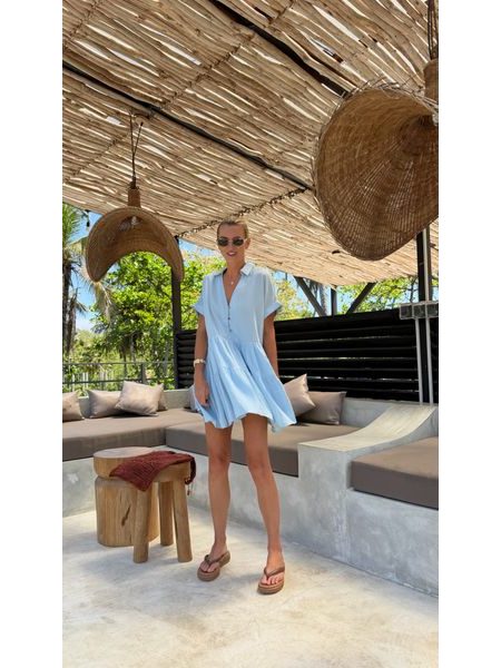 Baby Blue šaty Button Up BeChick ❤