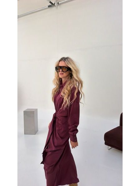 Burgundy Button Down Dress BeChick ❤