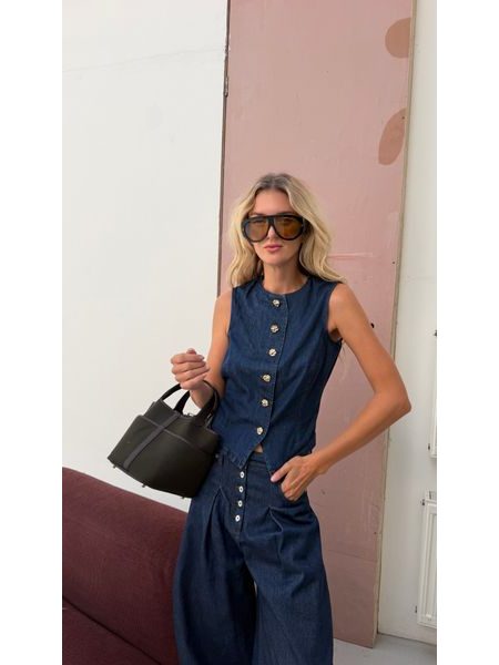 Denim Top Button Chic BeChick ❤