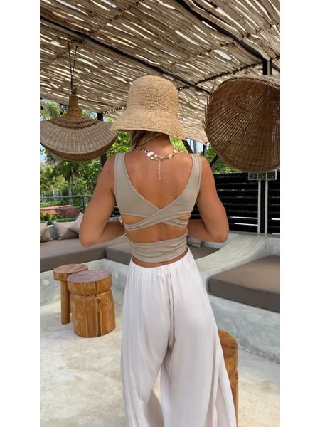 Cream Sports Bra Back Cross BeChick ❤