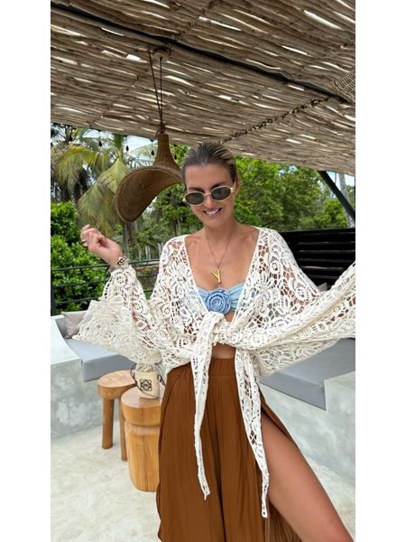 Krémový top/kimono Flower Bechick ❤