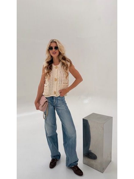 White Golden Button Vest BeChick ❤