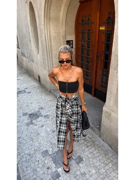 Kostkovaná sukně Button Down BeChick ❤