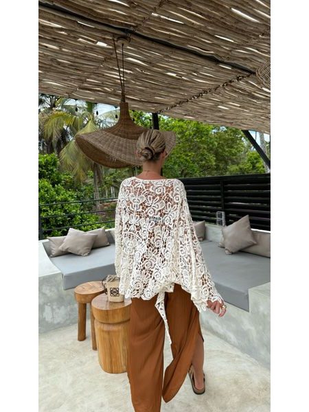 Krémový top/kimono Flower Bechick ❤