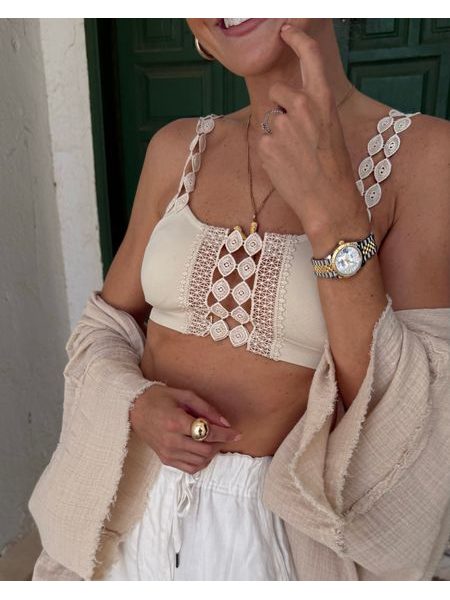 Krémová podprsenka Boho Lace BeChick ❤