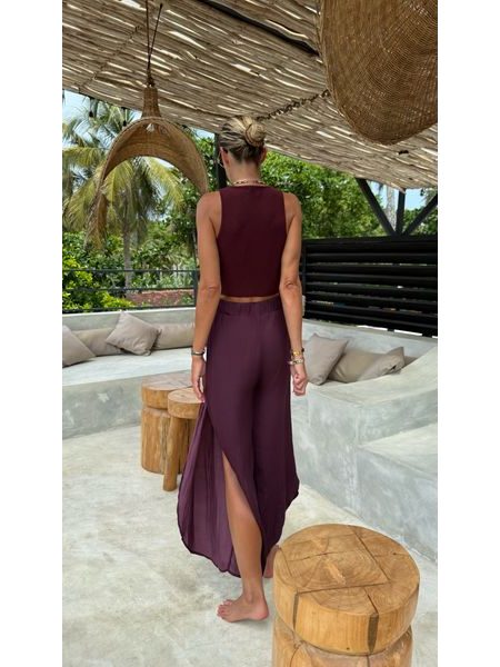 Vínový crop top V Neck BeChick ❤
