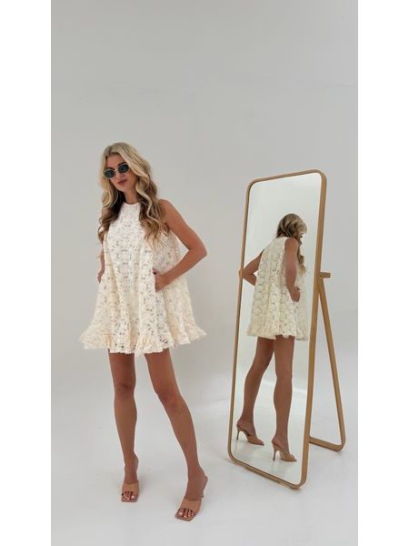 Cream Dress Cream Flower BeChick ❤