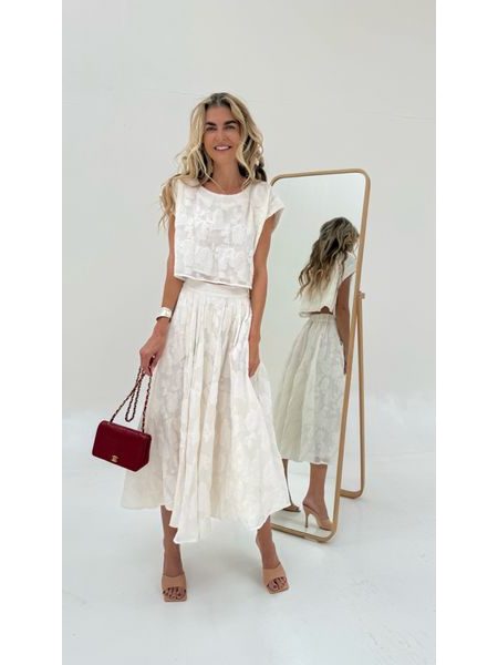 Flower Cream Top &amp; Skirt Set BeChick ❤