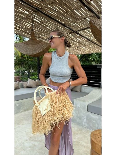 Šedý crop top Simple Bechick ❤