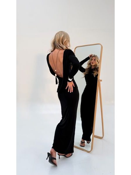 Black Open Back Maxi Dress BeChick ❤