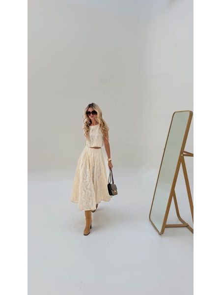 Cream Set of Top and Skirt Snow Flakes BeChick ❤