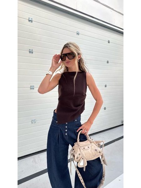 Mocha Asymmetrical Knit Top Tayler BeChick ❤