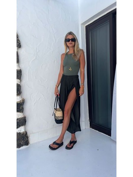 Olive Knit Top Simple Bechick ❤