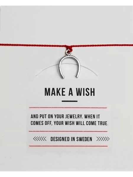 MAKE A WISH series: Red Horseshoe Silver Silk Bracelet