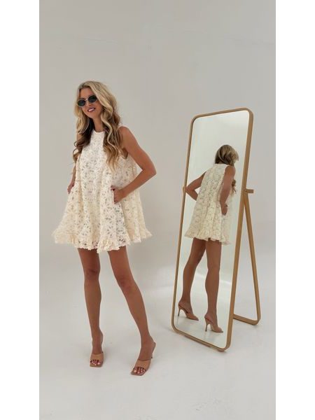 Cream Dress Cream Flower BeChick ❤