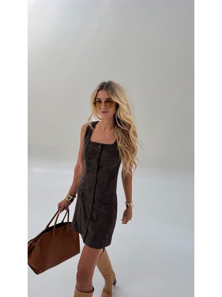Suede Chocolate Button-Down Dress BeChick ❤