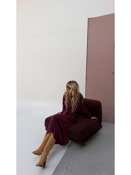Burgundy Button Down Dress BeChick ❤